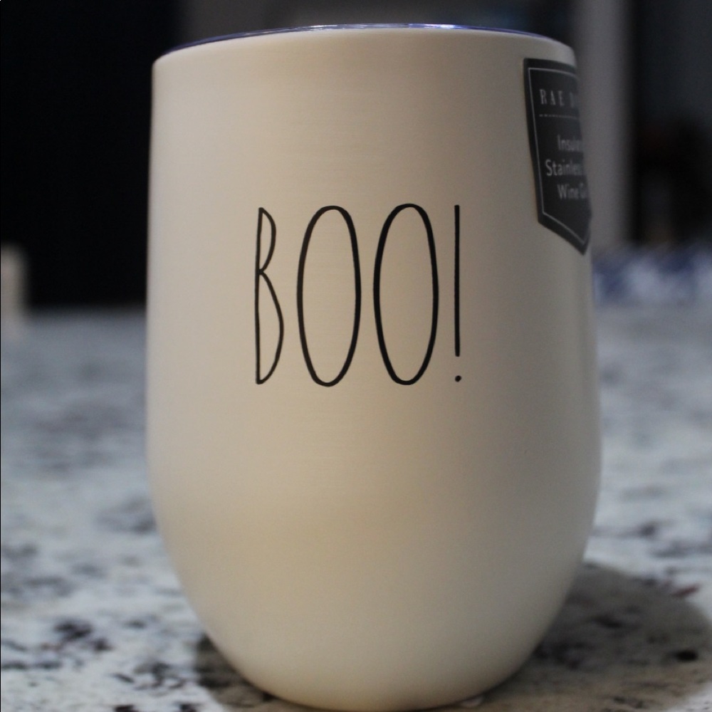 Rae Dunn BOO! Steel Stemless Wine Glass